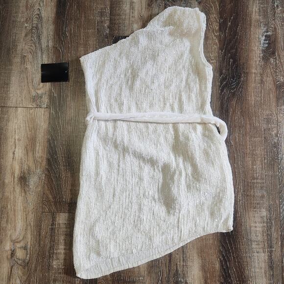 Retrofete Ella Sequin Dress in Moonglow White One Shoulder Size XXS NWT - Picture 6 of 11